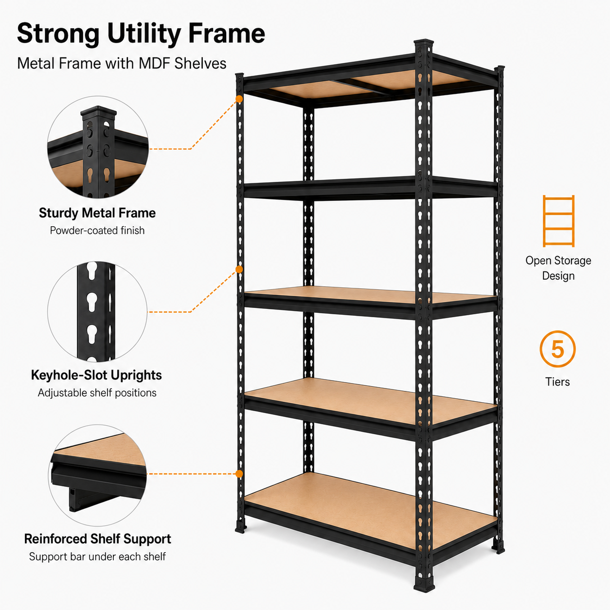 Heavy Duty 5-Tier Metal Shelvi - Tech Room Accessories ulasan dan harga